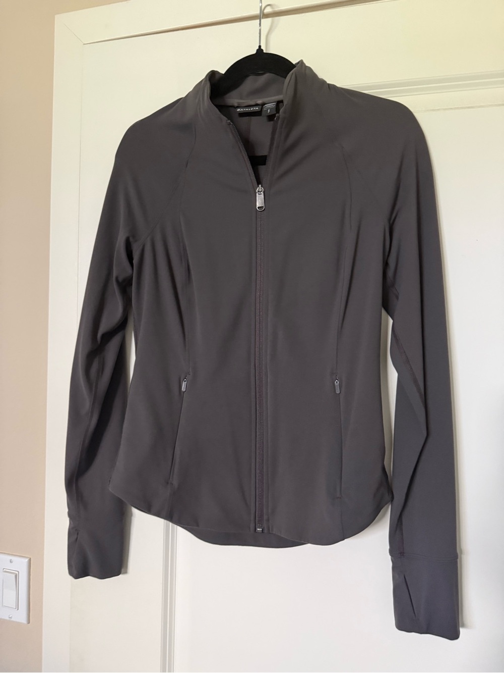 Athleta Gray antracite Full-Zip running Jacket